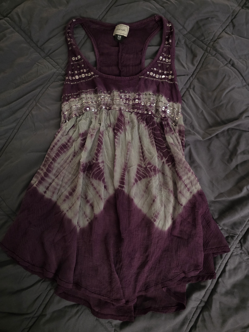 About A Girl Purple Tie-Dye Embellished Tank Top